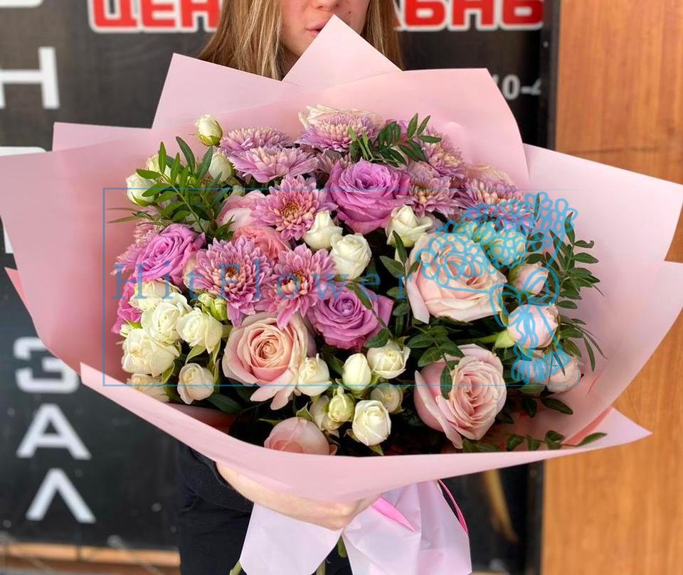 Букет цветов Сальса Букет цветов из: Розы и Хризантемы